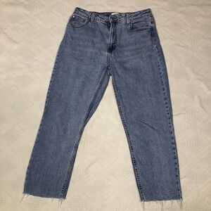 Only Onlova Life High Waist Mom Jeans  Raw Ankle  denim jeans 31” waist